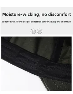 Close-up of widened moisture-wicking sweatband inside a distressed denim baseball cap