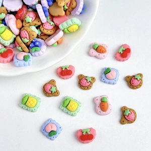 Colorful resin fruit and cookie charms for DIY crafts and nail art decoration