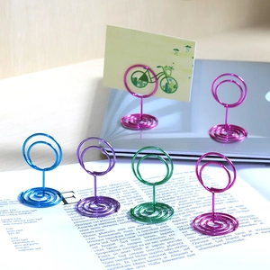 Metal Memo Holder Stand With Spiral Base Colorful Card Photo Clip For Wedding Desk Table Number Decor