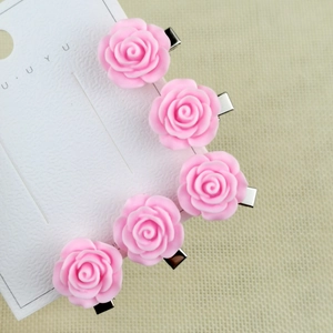 Sweet Pink Hair Clips Camellia Flower Bow Heart Peach Shapes Resin Plastic Metal Duckbill Barrette For Girls Women
