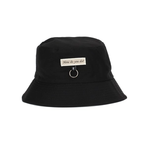 Women Bucket Hat Polyester Letter Print Metal Ring Casual Sun Protection Outdoor Versatile Summer Fisherman Cap