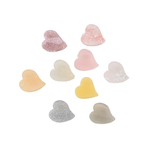 Mini colorful acetate heart hair claws in various jelly colors and glitter finishes