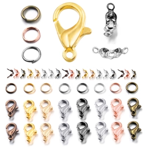 Lobster Clasps Open Jump Rings Fold Over Cord Ends DIY Jewelry Findings Zinc Alloy Connectors For Necklace Bracelet Making