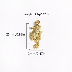 Pendentif hippocampe doré pour bijoux DIY, dimensions 25x12mm et poids 2,1g