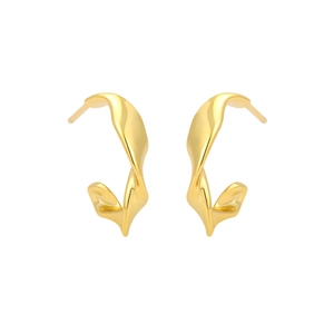 Minimalist irregular twisted gold S925 sterling silver earrings with polished finish
