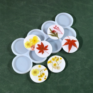 Moule en silicone pour dessous de verre en résine avec 9 cavités circulaires DIY