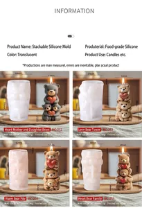 Detail view of food-grade silicone molds and finished bear-shaped scented candles