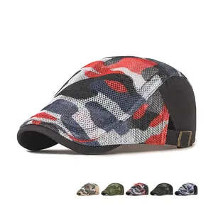 Breathable Mesh Newsboy Cap Camouflage Pattern Adjustable Metal Buckle Outdoor Summer Sun Protection Flat Hat Casual Sport