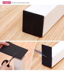 Customizable non-slip black EVA foam furniture pads with grid texture and adhesive back