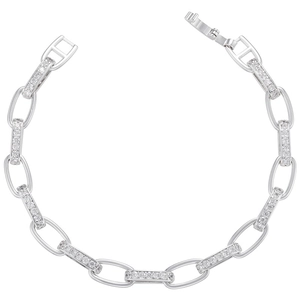 Pulsera de cadena moderna de latón bañado en oro con micro-pavé de circonita y eslabones