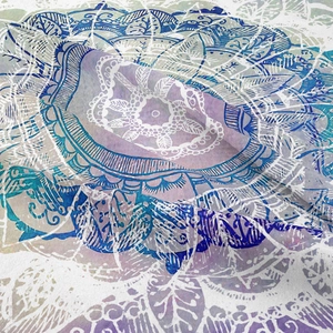 Böhmischer Wandteppich mit Mandala-Muster in Dunkelblau und Flieder für Heimdekoration