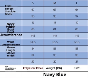 Size chart for V-neck knit top detailing chest, shoulder, and length measurements in cm