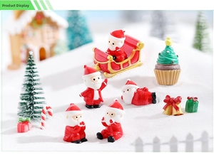 Miniature resin Santa Claus figurines set for Christmas micro landscape snow decor