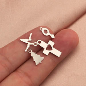 Pendentifs en acier inoxydable avec clé, croix et sapin pour création de bijoux DIY