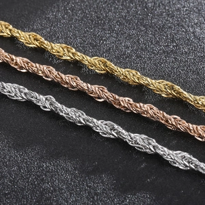 Colliers à chaîne torsadée de 6 mm en acier inoxydable doré, rose et argenté