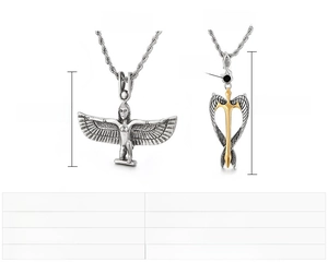 Detailed size and weight view of punk style eagle wing and sword steel pendants