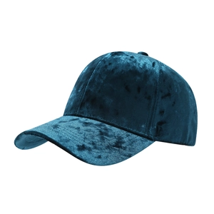 Classic dark blue velvet baseball cap with structured crown and curved brim for unisex style