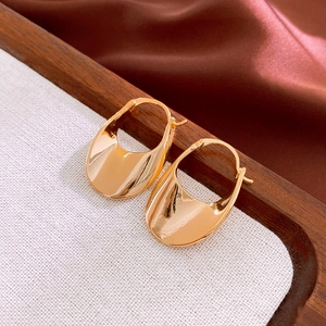 Chunky Oval Hoop Earrings Copper With Silver Earring Post Minimalist Polished Geometric Elegant Jewelry For Women