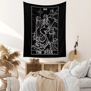Detail von Der Stern Tarot-Wandteppich mit XVII-Nummerierung auf Polyester-Gewebe