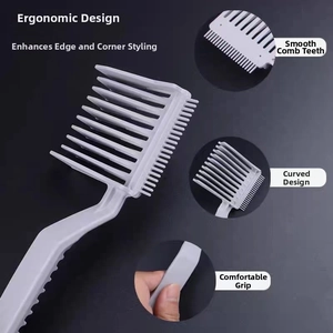 Détails du peigne de coiffure gris avec poignée ergonomique et dents incurvées