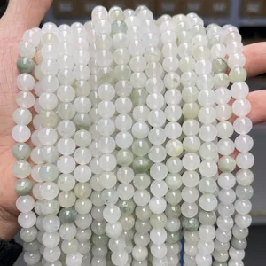 Authentic natural Tianshan light green jade loose round beads for DIY jewelry making