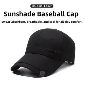 Detail of black baseball cap showing twill texture and Sport Fashion woven side label