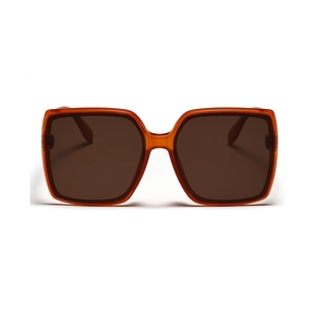 Oversized retro square sunglasses in amber tortoise frame with dark brown lenses