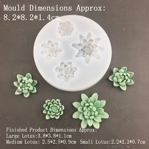 White silicone lotus flower mold for fondant cakes and resin art with various sizes