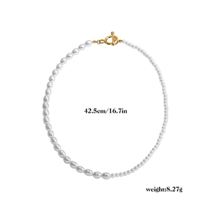 Detailed size specifications of the pearl necklace with dimensions 42.5cm and 8.27g weight