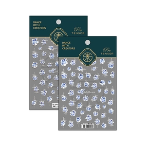 5D embossed nail art stickers with blue watercolor floral patterns, models TS-2312 and TS-2313