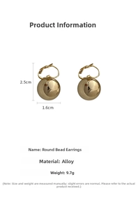Spécifications techniques détaillées des boucles d'oreilles boules dorées avec mesures
