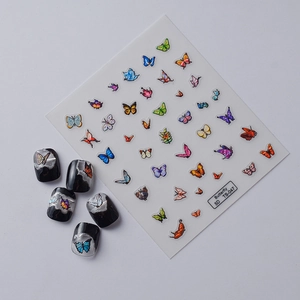 Vibrant 5D butterfly nail art stickers TS-047 with embossed texture and glossy finish