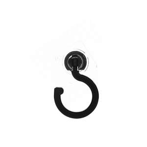 Versatile black rotating ceiling hook with strong transparent adhesive base for home storage