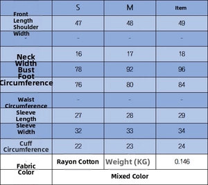 Size chart for women striped mercerized cotton top showing bust and length measurements