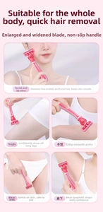 Détails d'un rasoir rose pour femme pour épilation des jambes, bras et maillot