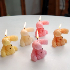 Charming teddy bear shaped scented candles in pastel colors for cozy home decoration