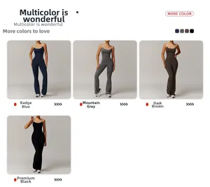 Combinaison de yoga à col en U et dos croisé en bleu, gris, marron et noir mat