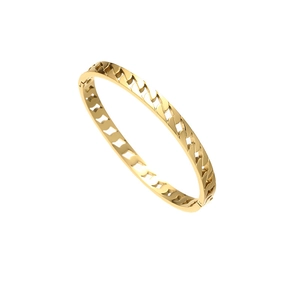 Elegant gold hollow lightning bangle in stainless steel with high polished mirror finish