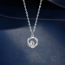 Detailed macro view of S925 sterling silver perfume bottle pendant with shimmering crystals