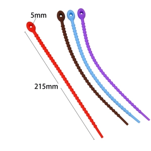 215mm colorful silicone twist ties for cable management and DIY accessory hanging