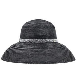 Chapeau De Soleil En Paille À Bord Large Pour Femme Avec Bordure En Strass Et Médaille M Style Hepburn Français