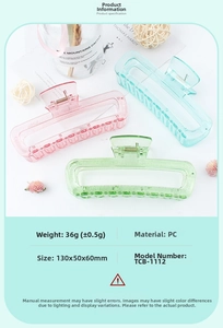 Three-piece set of large square leopard print hair claws in pink, blue, and green colors