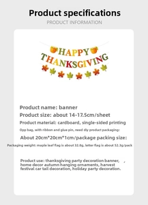 Détails de la bannière Happy Thanksgiving avec motifs de feuilles d'érable et kit DIY