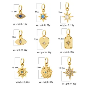 Assorted silver DIY charms with heart, star, and evil eye designs for jewelry making