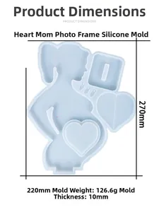 Dettagli dello stampo in silicone per cornice madre a cuore con misure 270x220mm per DIY