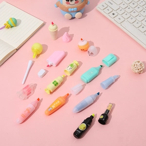 Creative 6-pack mini pill-shaped highlighters in cute lollipop and rocket designs