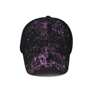 Women's star pattern criss-cross ponytail baseball cap with breathable black mesh