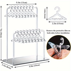 Detailed size specifications for the acrylic earring hanger stand with protection film guide