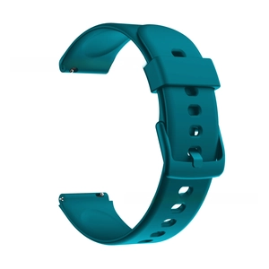 Detailed view of the dark teal 19mm silicone replacement strap with quick release pins