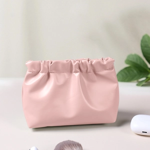PU Leather Mini Makeup Pouch Spring Plate Closure Portable Lipstick Jewelry Earphone Storage Bag Waterproof Organizer